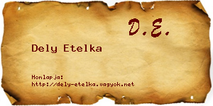 Dely Etelka névjegykártya
